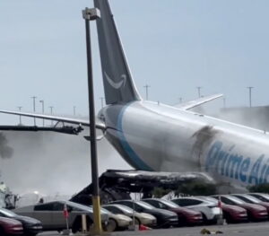 Amazon Air Boeing 767 Overruns Miami Runway, Crosses Street, Comes To Stop In Parking Lot Amazon Air Boeing 767 Overruns Miami Runway, Crosses Street, Comes To Stop In Parking Lot
