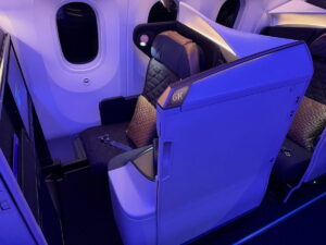 Riyadh Air Business Class Boeing 787 Review: A Sleek, Luxurious Flight Riyadh Air business class seat overhead reading light