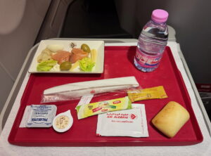 Smoked salmon appetizer served in Air Algerie business class